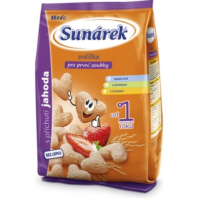 Hero Sunárek DETSKÝ SNACK srdiečka s príchuťou jahoda od ukonč. 1. roku 50 g
