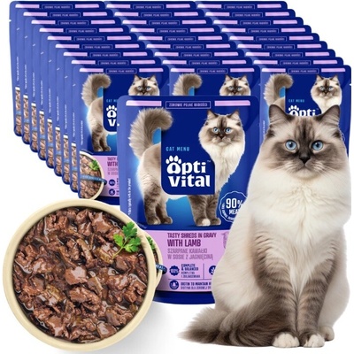 Optivital trhané kousky s jehněčím masem v omáčce 28 x 85 g