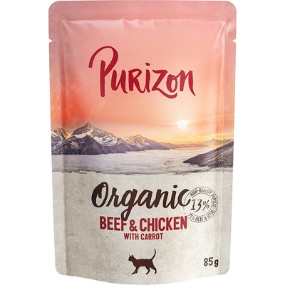Purizon 6x85г Organic Purizon, консервирана био храна за котки - говеждо и пилешко с моркови