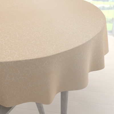 Biante Teflónový okrúhly obrus TF-092 Ornamenty béžová light Ø 110 cm