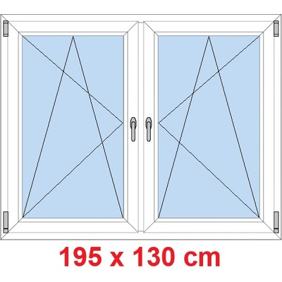 Soft Dvoukřídlé plastové okno 195x130 cm OS+OS se sloupkem Bílá