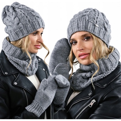 Fashionweek dámská souprava čepice šály a rukavic A9 šedý