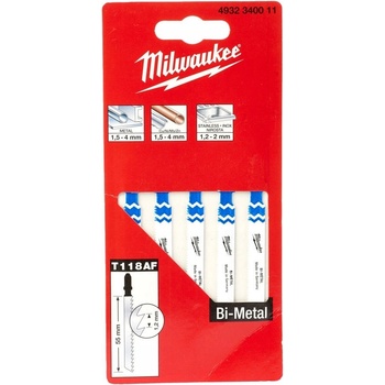 MILWAUKEE Plátky klasické do přímočaré pily 55 x 1.2 mm T 118 AF 5 ks 4932340011