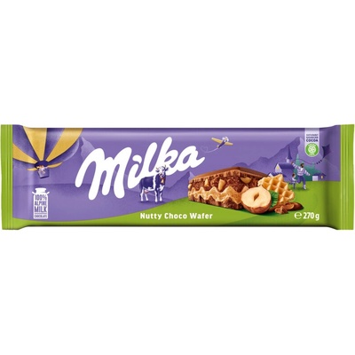 Milka mléčná s oplatkou a lískovými oříšky 270 g