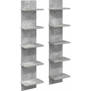 vidaXL Стенен рафт 2 бр. Бетонно сиво 22 x 15 x 100 см (8012427)