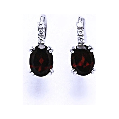 Čištín zlaté náušnice bílé i žluté zlato přírodní granát VE 8