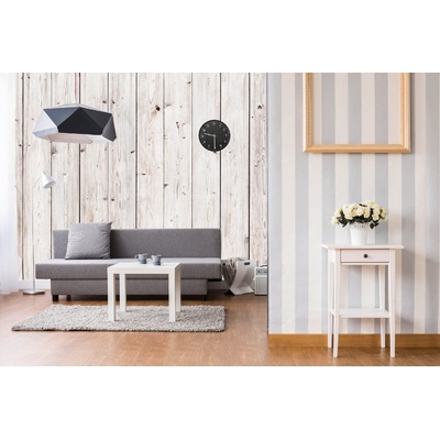 DIMEX ART Самозалепваща се флизелинова фототапета стара бяла дървена стена 375 x 250 см