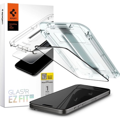 Spigen Протектор за iPhone 15 Pro Max - Spigen Glas. tR EZ FIT - Черен