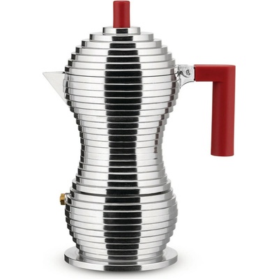 Alessi Kávovar Moka PULCINA 150 ml červená rukoväť,