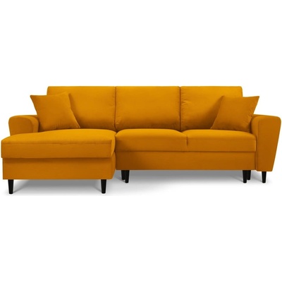 Cosmopolitan Design Разтегателен ъглов диван с място за съхранение от рипсено кадифе в цвят горчица (ляв ъгъл) Kyoto - Cosmopolitan Design (COS_LCF_72_F1_KYOTO3)