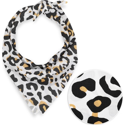 Biante bavlněný šátek Sandra SA-409 Leopardí vzor na bílém 90 x 90 cm