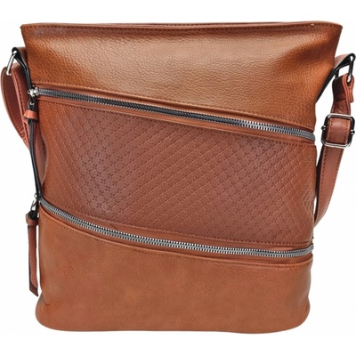 Středně crossbody kabelka s šikmými kapsami hnědá