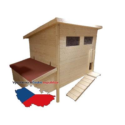Zateplený dřevěný kurník pro slepice Blansko český truhlářský výrobek pro 15-20 slepic