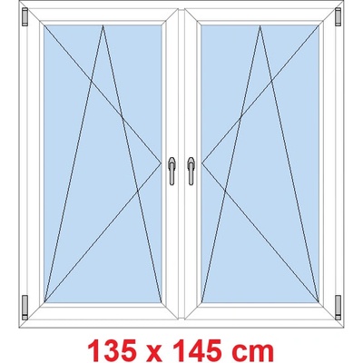 Soft Dvoukřídlé plastové okno 135x145 cm OS+OS se sloupkem Bílá