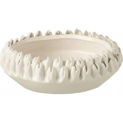 J-Line by Jolipa Krémová keramická dekorační mísa Ibiza white 23 x 8 cm