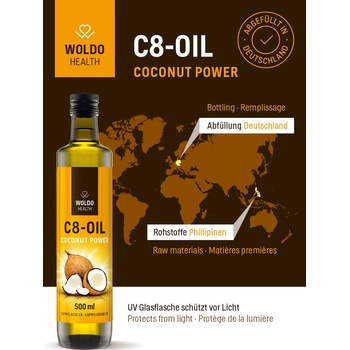WoldoHealth® Kokosový olej C8 0,5 l