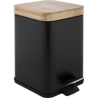 DuraHome Kôš na odpadky Loreto 43945, 3 l, štvorec, bambusové veko, čierny