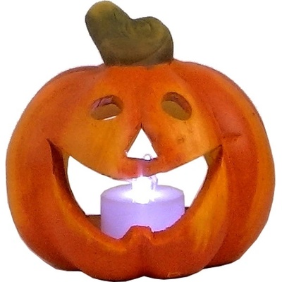 Keramická tekvica svietnik s led sviečkou halloween 11,5cm