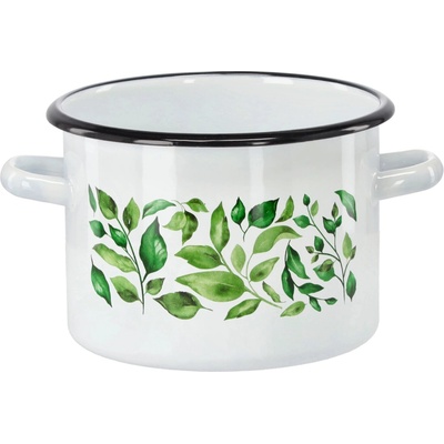 marka niezdefiniowana Smaltovaný hrnec 3 l 18 cm bílý fikus *9174