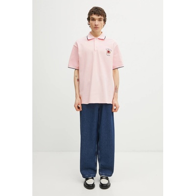 Drôle de Monsieur Памучна тениска с яка Drôle de Monsieur Polo Piqué Slogan Rose (J.PL161.CO264.LPI)