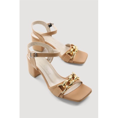 Moda Trend Дамски сандали с ток - Бежови #331051 (331051_Бежов)