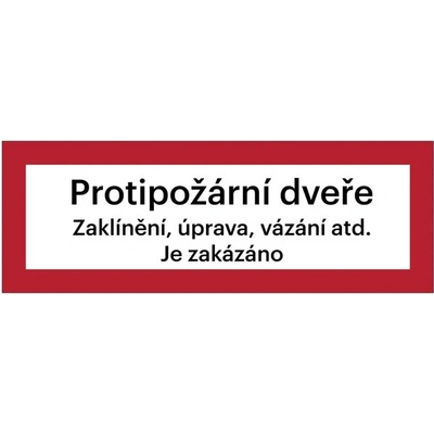 Bezpečnostní požární značení, ''Protipožární dveře'' s dodatkem, – luminiscenční plast, 297×105 mm