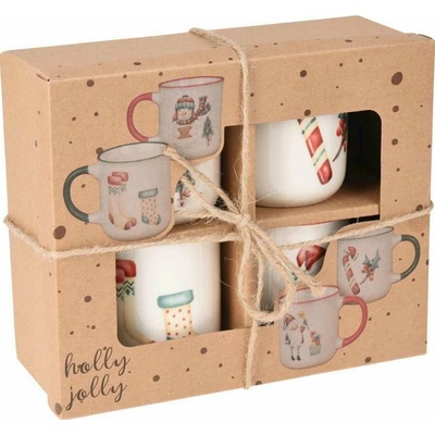 Excellent Houseware Porcelánový hrnček Christmas1 4 x 200 ml