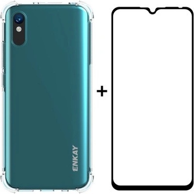 Pouzdro ENKAY Průhledné + 3D sklo Xiaomi Redmi 9A / 9AT