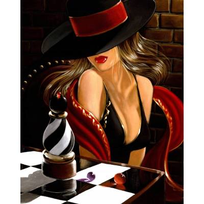 Norimpex - Puzzle Diamant painting: Nude of a woman in a hat 30x40cm - 1 - 39 piese