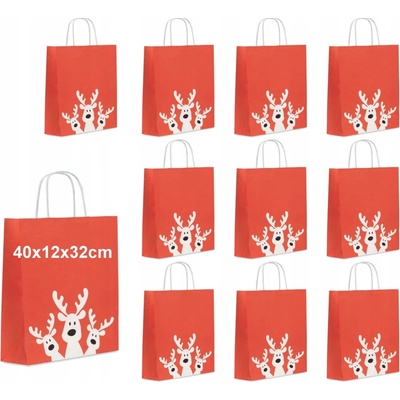 žiadna značka 10 ks VEĽKÁ VIANOČNÁ PAPIEROVÁ DARČEKOVÁ TAŠKA 40x12x32 CM (L)
