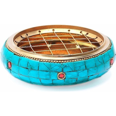 Nefertitis Miska mosazná s tyrkenitem nízká NF15346 - výška 3 cm