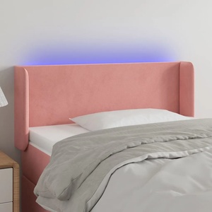 vidaXL LED горна табла за легло, розова, 83x16x78/88 см, кадифе (3122991)
