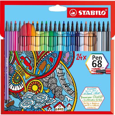 Комплект флумастери Stabilo - Pen 68, 24 цвята (ST6824-7)