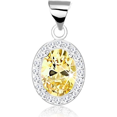 Šperky Eshop Stříbrný přívěsek Zirkonový ovál jantarové barvy linie z čirých zirkonků SP66.26