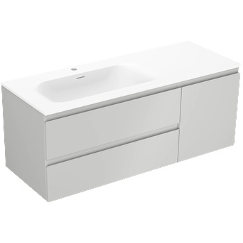 Mexen Orio шкаф за баня 120 см с мивка Vela лява, 2S, 1D, сиво мат/бяло мат (91A13-12047-3-BBFFF62-W23L01)