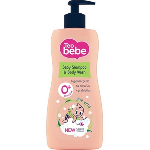 Teo Bebe Шампоан за коса и тяло Teo Bebe - Алое и пребиотик, 400 ml - baby