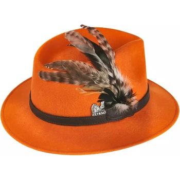 Klobúk Tetrao poľovnícky s pierkami oranžový