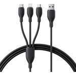 Baseus Универсален USB-A кабел с Lightning, microUSB и USB-C конектори (0.8м) - Baseus Data Cable Ultra-Fast (черен) (P10376303121-01)