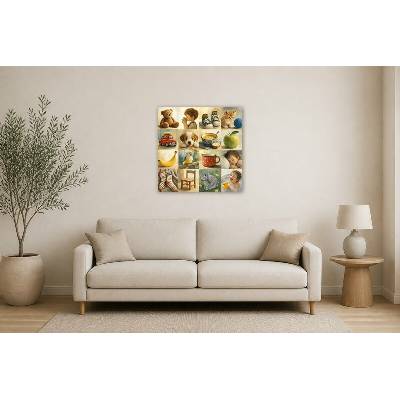 Obraz na plátně – Koláž prvních slov s dětskými motivy 80 × 80 cm – Hledejceny.cz