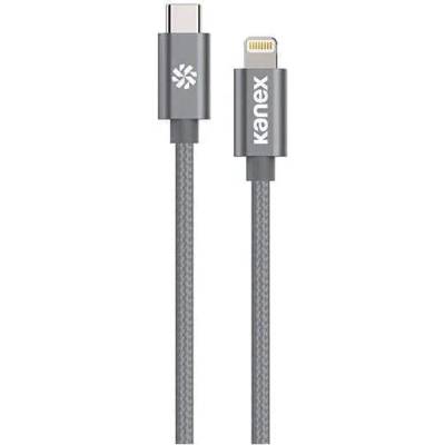Kanex Premium DuraBraid USB-C to Lightining Cable - сертифициран (MFI) USB-C към Lightning кабел за Apple устройства с Lightning порт (200 см) (сив)