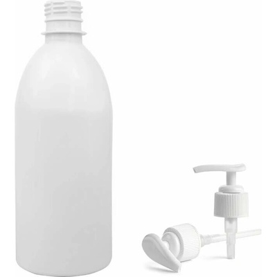 Tera Plastová lahvička bílá s bílou pumpičkou Tera 500 ml