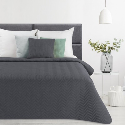 Takoy PREMIUM přehoz na postel LEN z látky s lněnou strukturou prošívaný do vzoru rybí kosti-HF-458263 200 x 220 cm