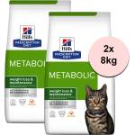HILL'S Hill s Prescription Diet Metabolic Регулация на теглото гранули за котки 2 x 8 кг
