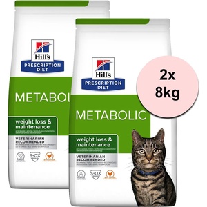 HILL'S Hill s Prescription Diet Metabolic Регулация на теглото гранули за котки 2 x 8 кг