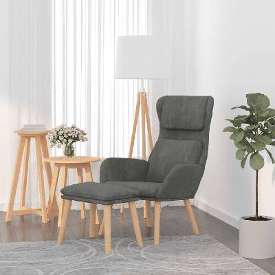 vidaXL 328129 relaxační se stoličkou tmavě šedé samet