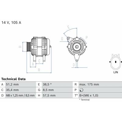 Alternátor BOSCH 0 986 086 650 (0986086650)