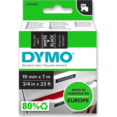 Dymo D1 S0720910 - originální polyesterová páska - 19 mm × 7 m, bílo-černá