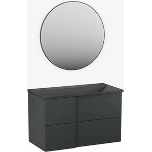 Krofam Комплект стенен шкаф Krofam Edge 90 см черен, вградена мивка и огледало Krofam Edge 90 см черна (138-0002+138-0521+138-0007)