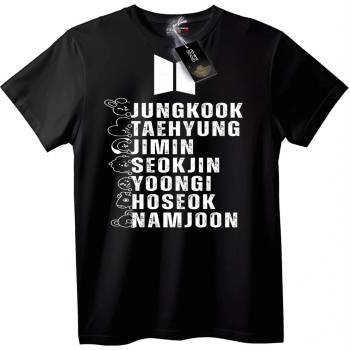 NOONEBRAND Тениска с имена на BTS - 2XL, White