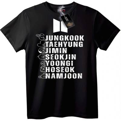 NOONEBRAND Тениска с имена на BTS - 2XL, White